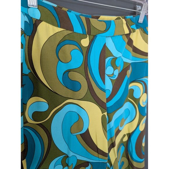 Vintage‎ Y2K Talbots Turquoise and Brown Retro Swirl Print Pants - Size 6 - Picture 2 of 9